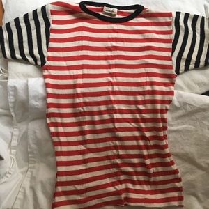 Edith A. Miller Red Navy Striped Tee